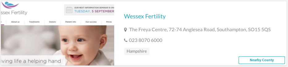 Wessex Fertility Clinic Listing