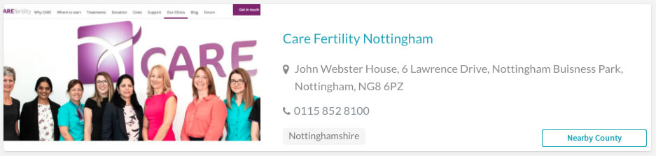 Care Fertility Nottingham Clinic Listing